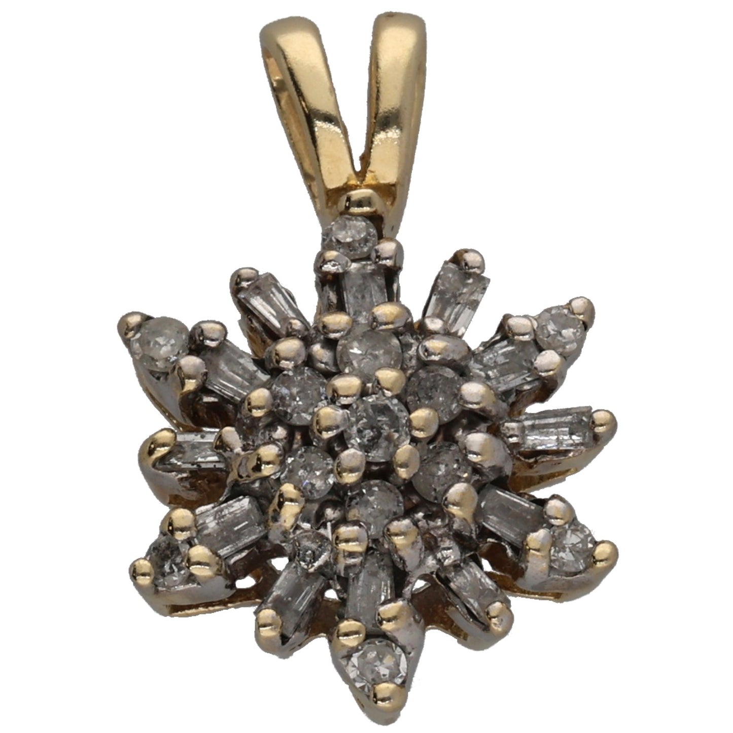 9ct Gold 0.25ct Diamond Cluster Pendant