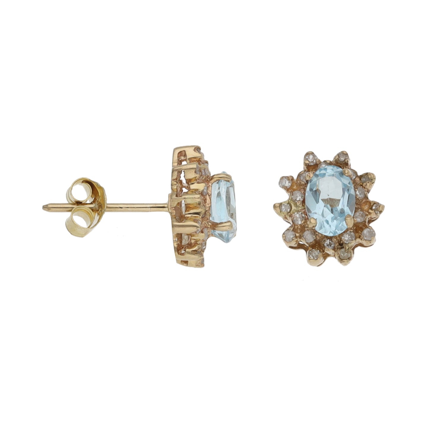 9ct Gold 0.20ct Diamond & Topaz Cluster Earrings
