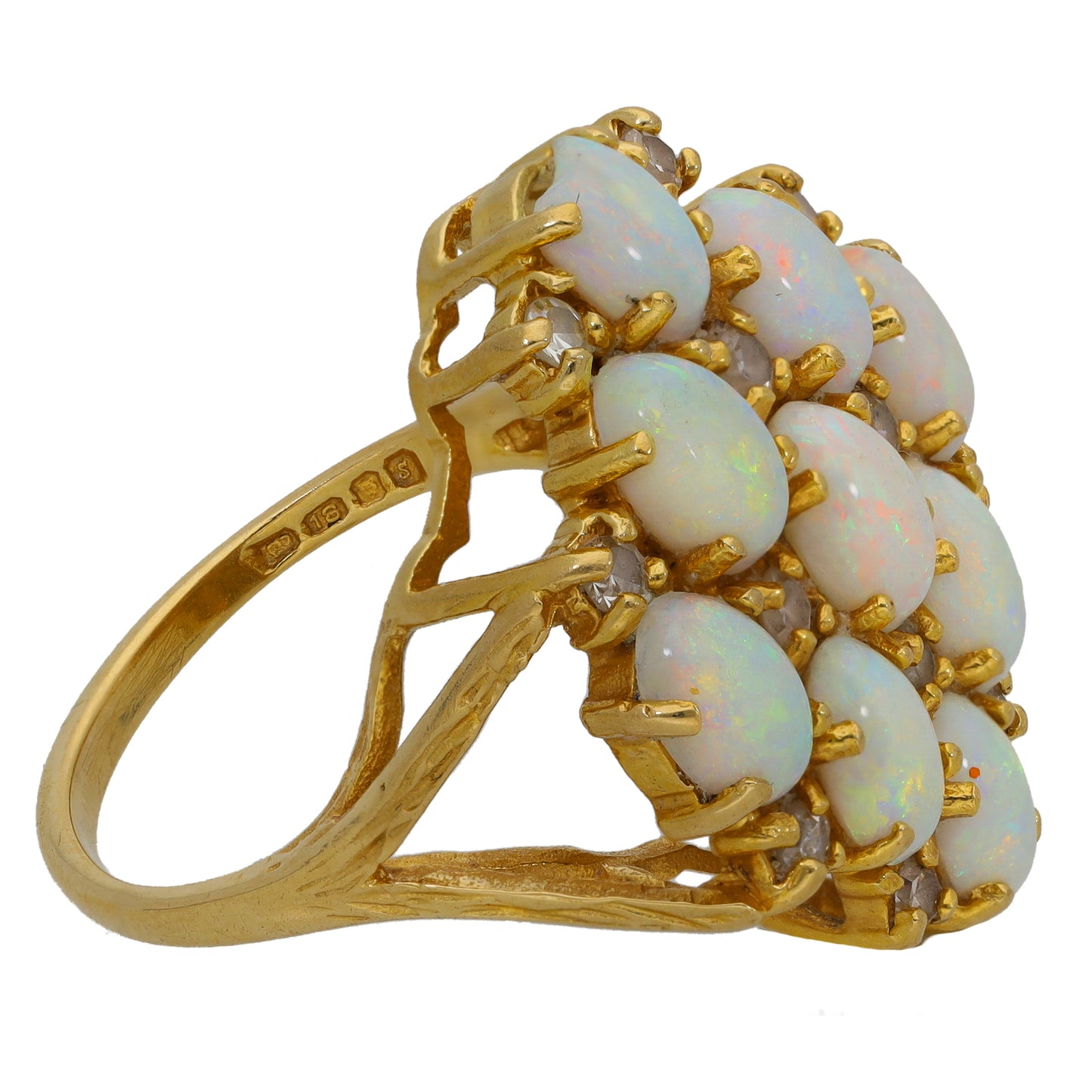 18ct Gold Opal & 0.24ct Diamond Dress/Cocktail Ring Size K
