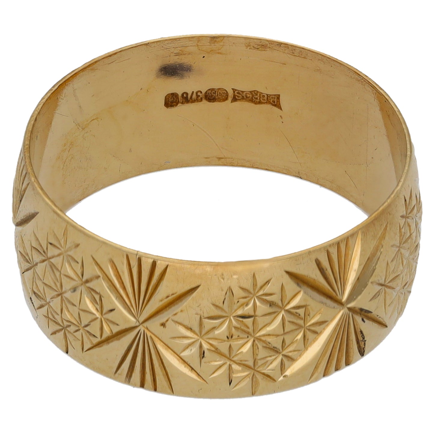 9ct Gold Patterned Wedding Ring Size O