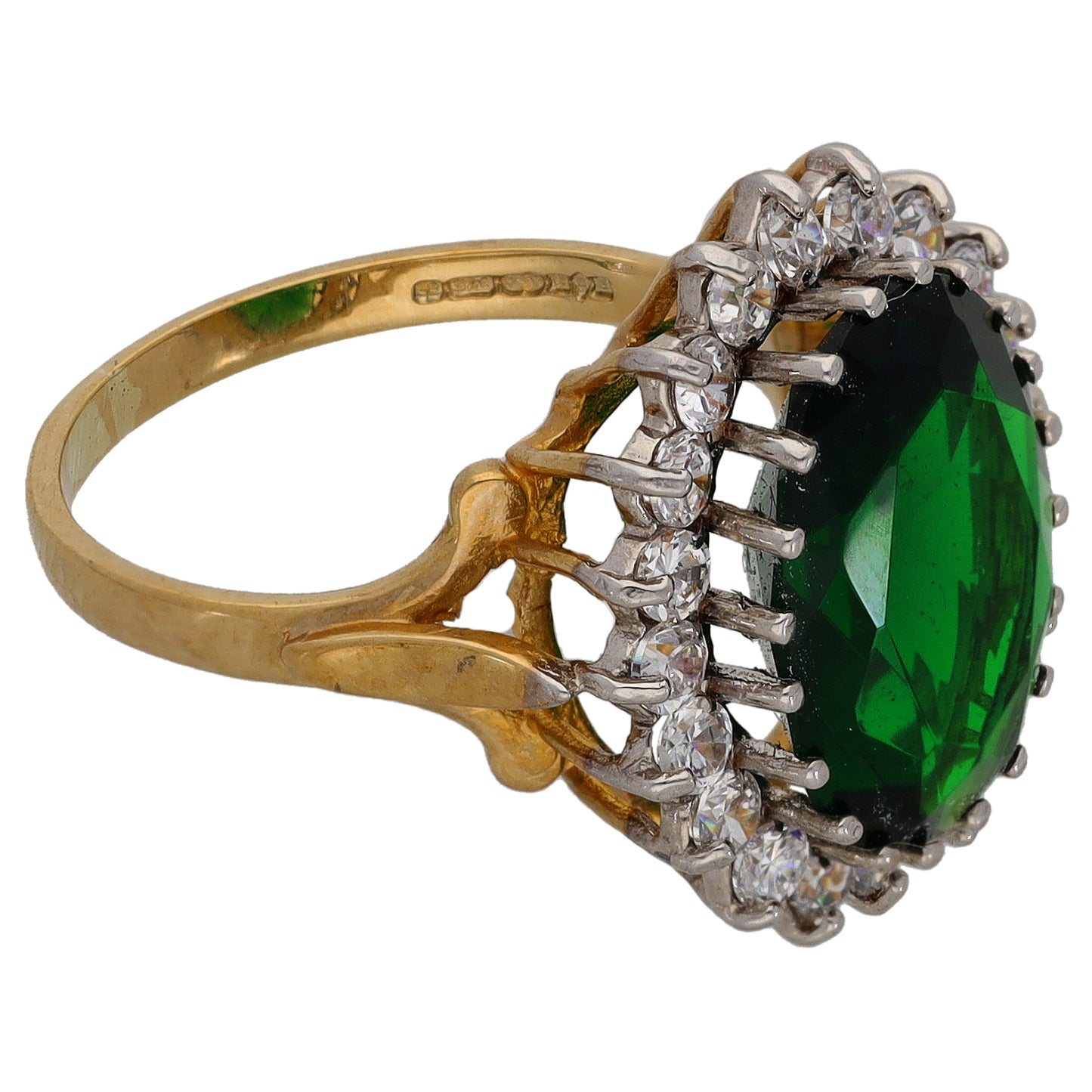 9ct Gold Imitation Gems Dress/Cocktail Ring Size N