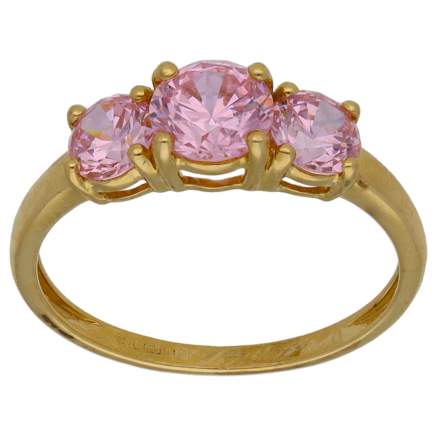 14ct Gold Cubic Zirconia Trilogy Ring Size R