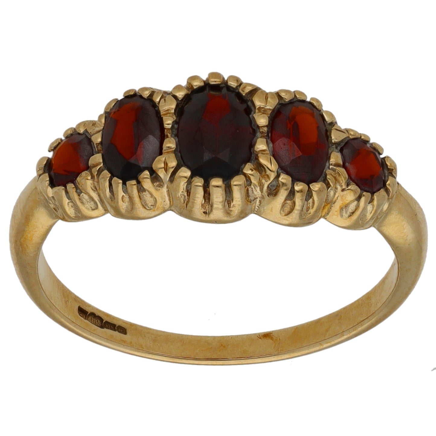 9ct Gold Garnet Dress/Cocktail Ring Size P