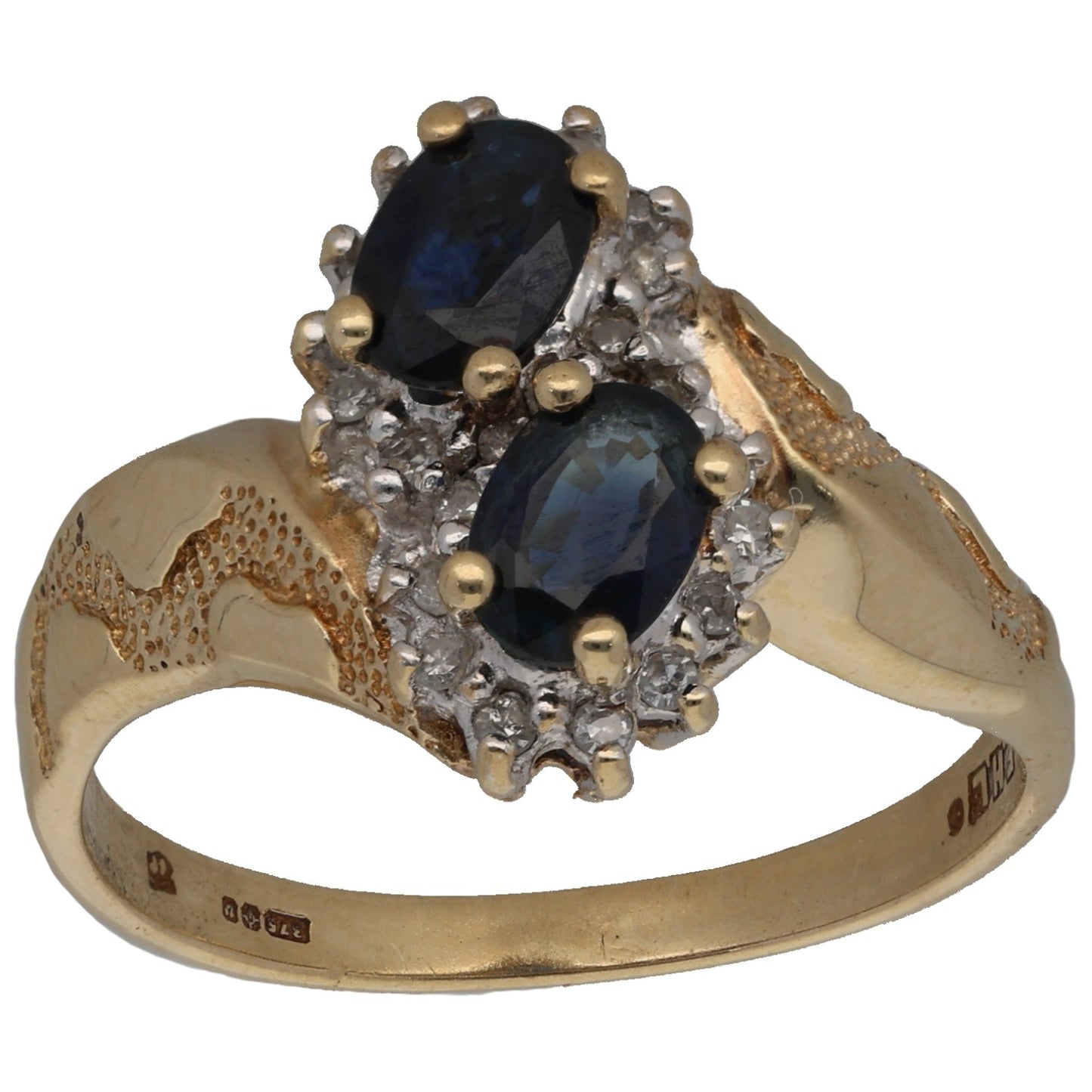 9ct Gold Sapphire & 0.105ct Diamond Dress/Cocktail Ring Size Q