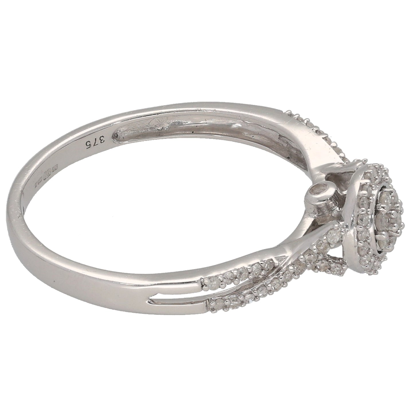 9ct White Gold 0.20ct Diamond Dress/Cocktail Ring Size P