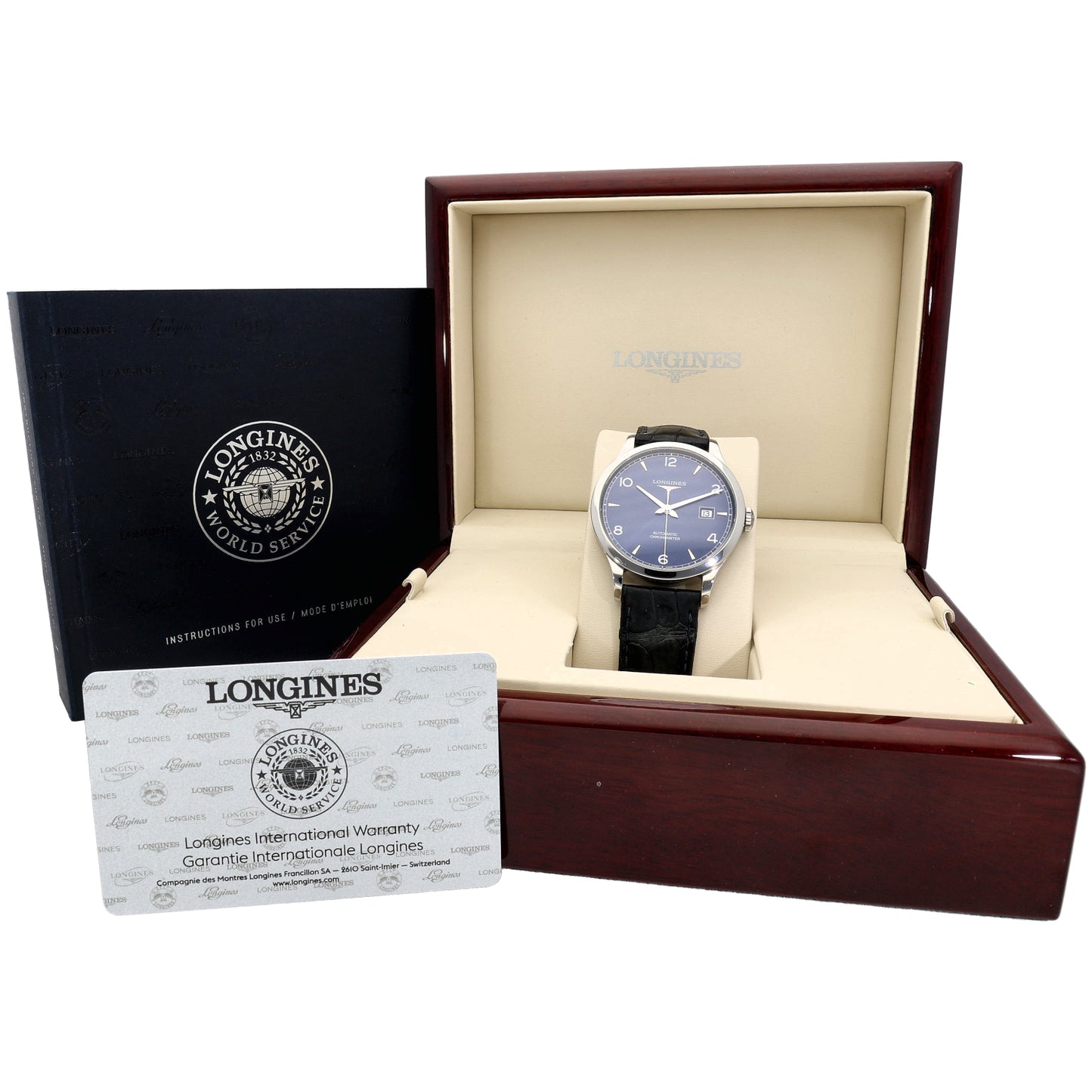 Longines Record L2.821.4 40mm Stainless Steel Watch