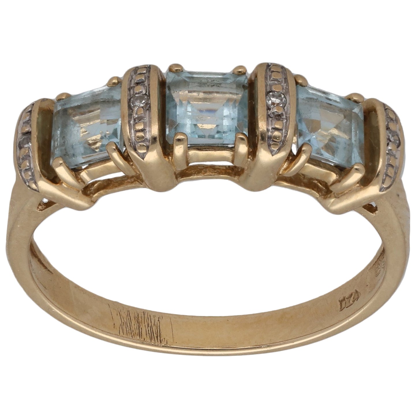 9ct Gold Topaz & 0.02ct Diamond Dress/Cocktail Ring Size O