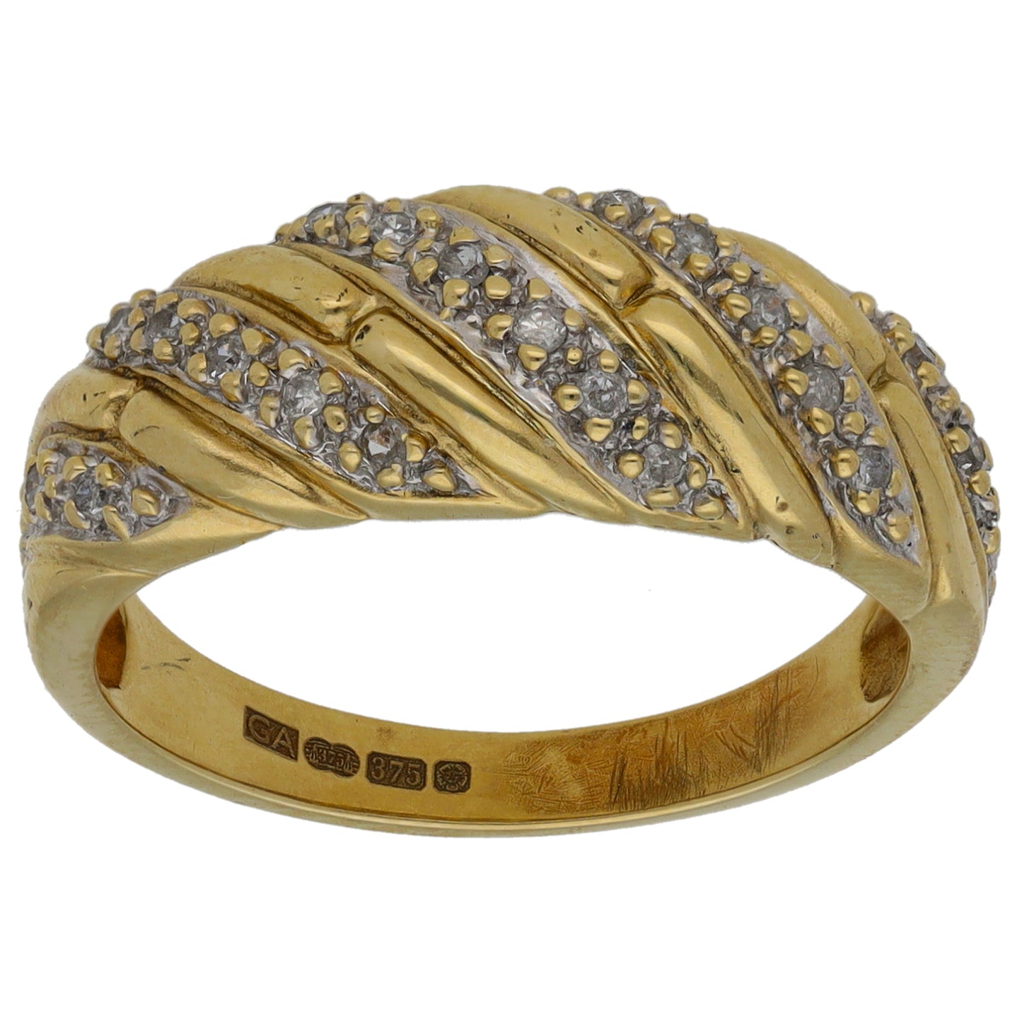 9ct Gold 0.20ct Diamond Half Eternity Ring Size O
