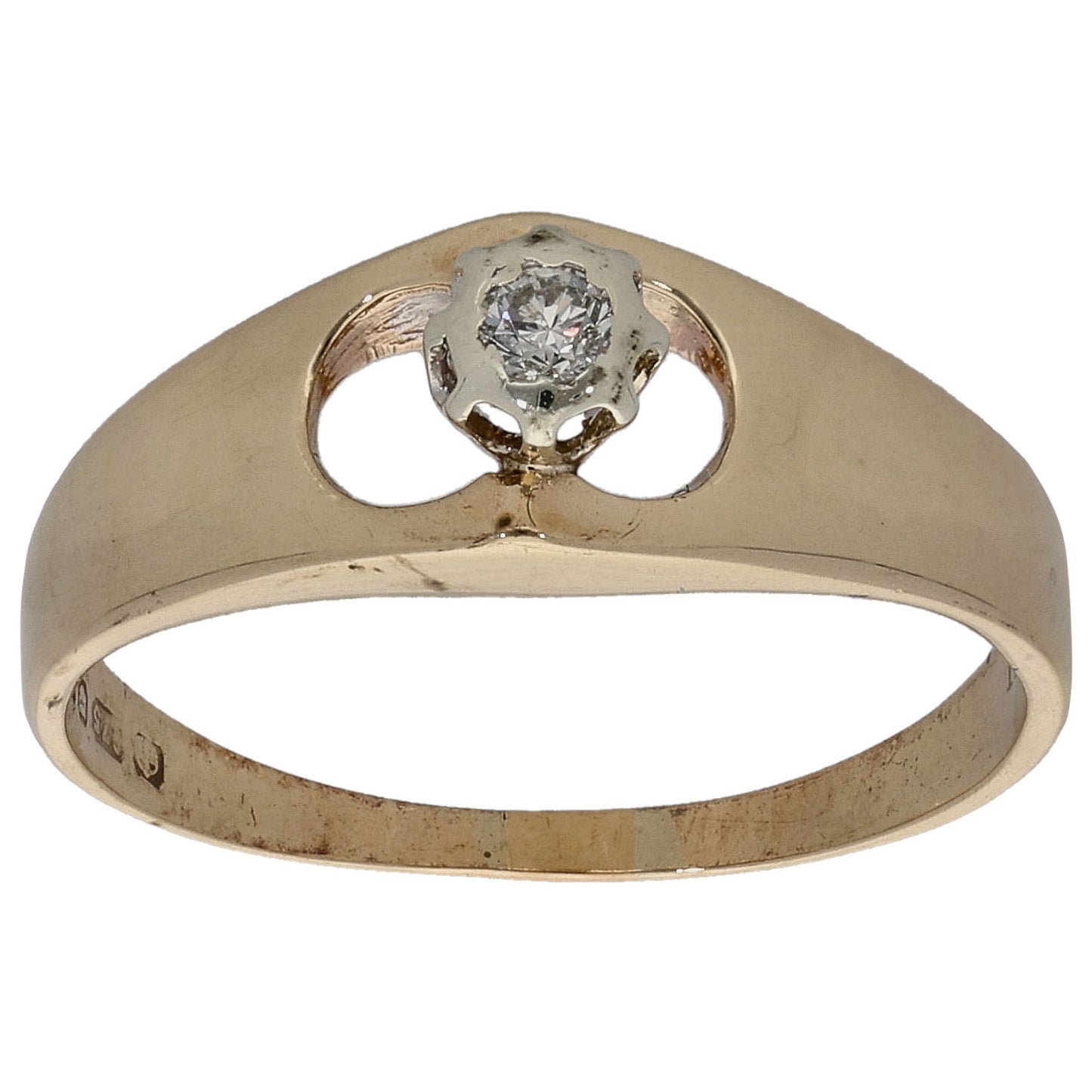 9ct Gold 0.05ct Diamond Solitaire Ring Size P