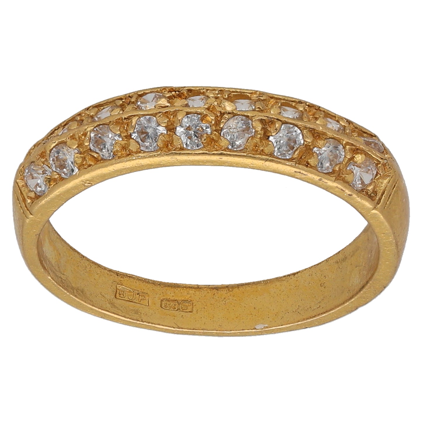 22ct Gold Cubic Zirconia Half Eternity Ring Size M