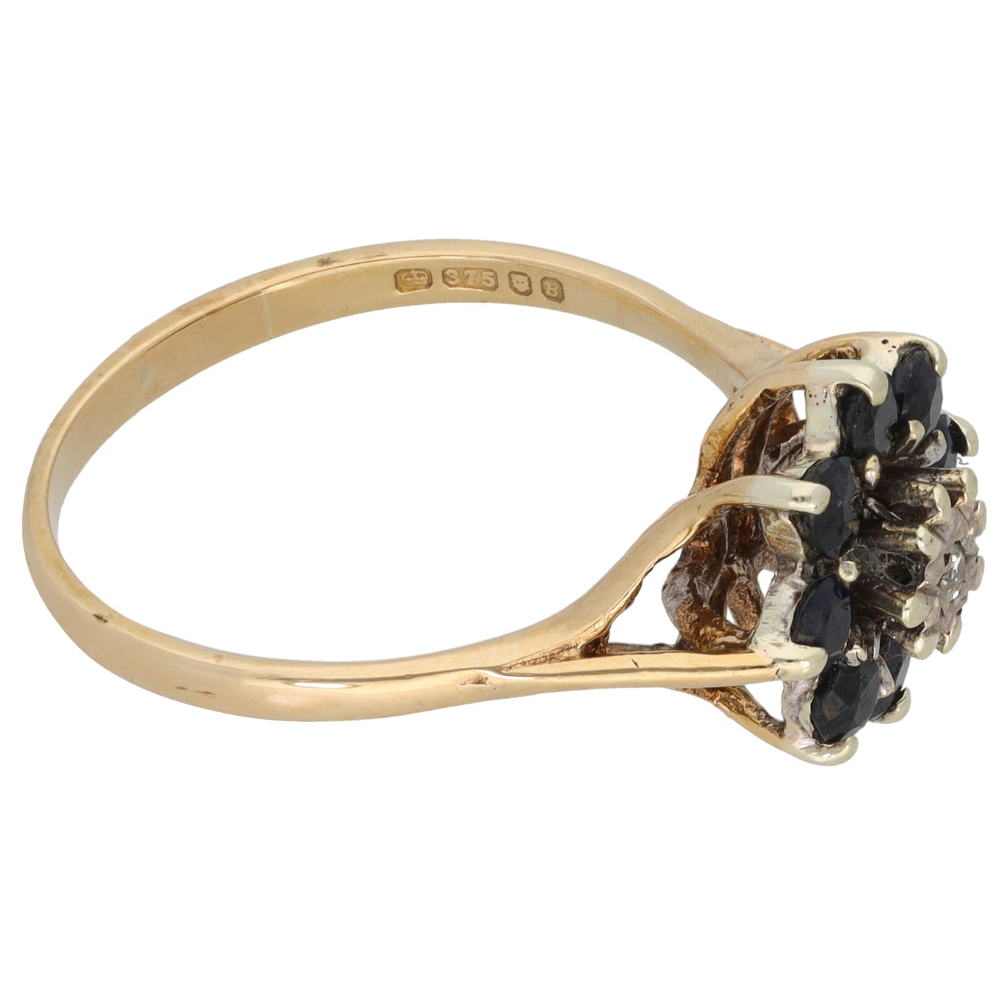 9ct Gold 0.01ct Diamond & Sapphire Dress/Cocktail Ring Size Q