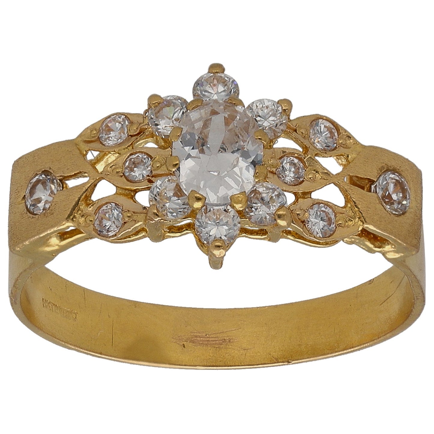 22ct Gold Cubic Zirconia Cluster Ring Size P