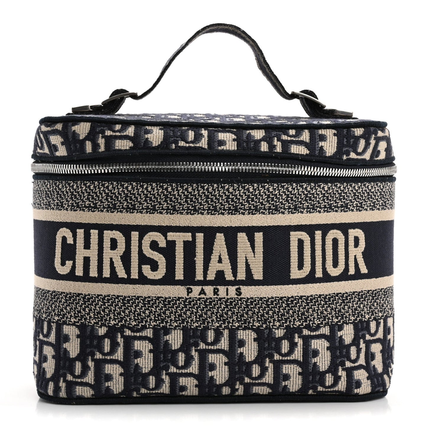 Christian Dior Diortravel Vanity Case Oblique Canvas Bag - Blue & Beige