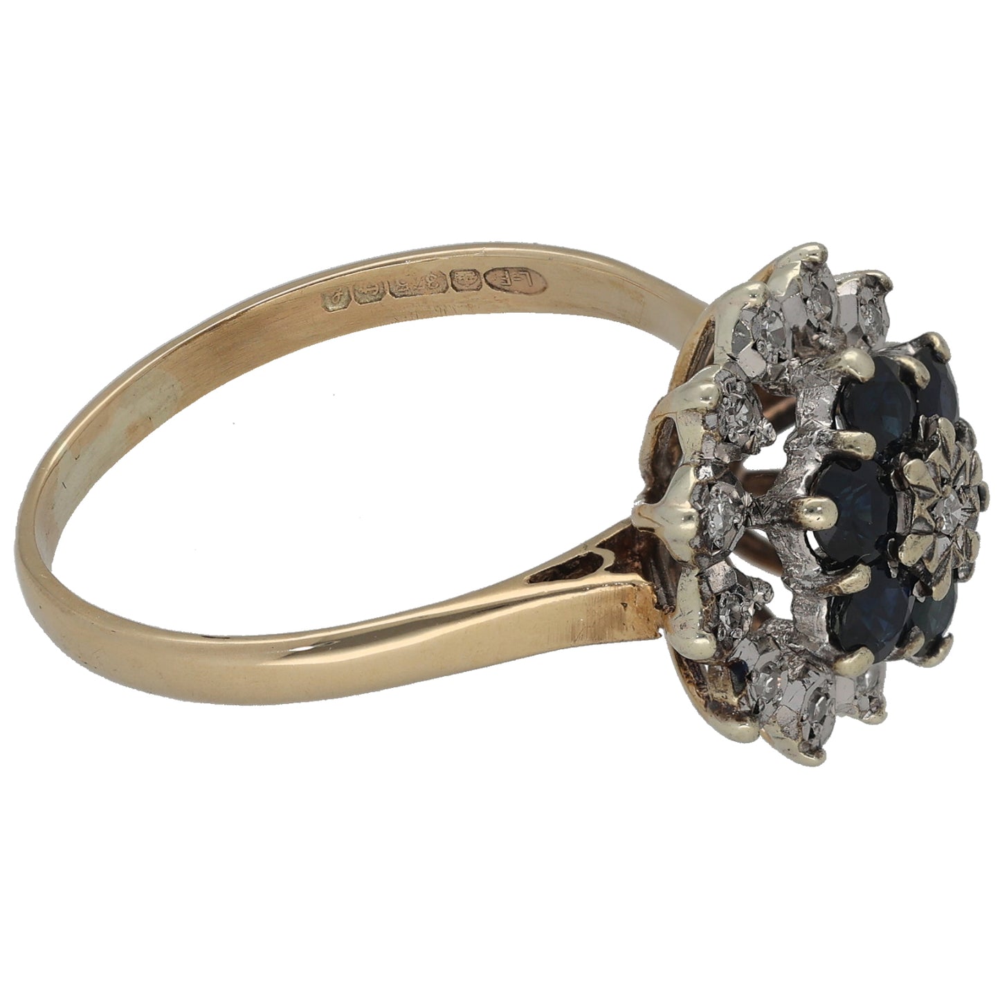 9ct Gold 0.13ct Diamond & Sapphire Dress/Cocktail Ring Size W