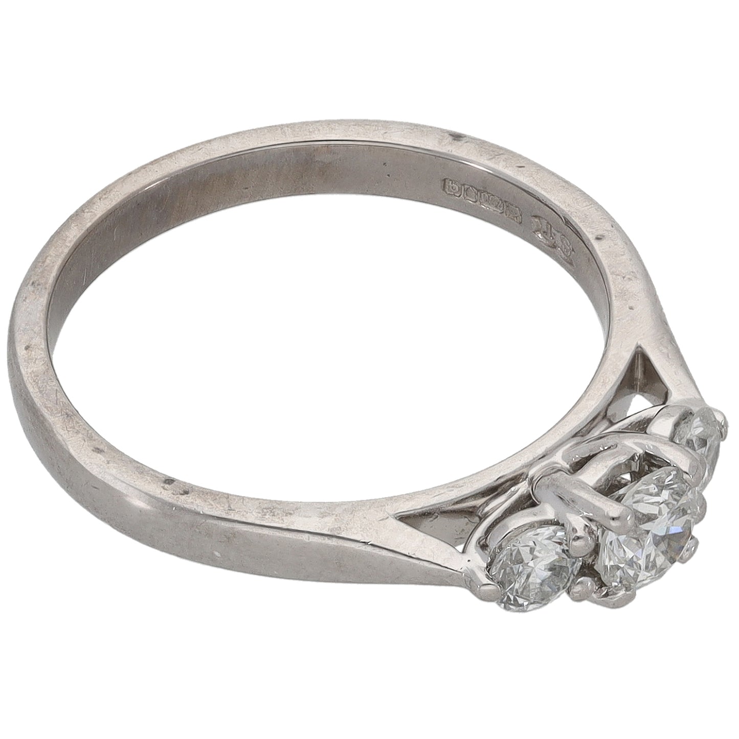 18ct White Gold 0.45ct Diamond Trilogy Ring Size M