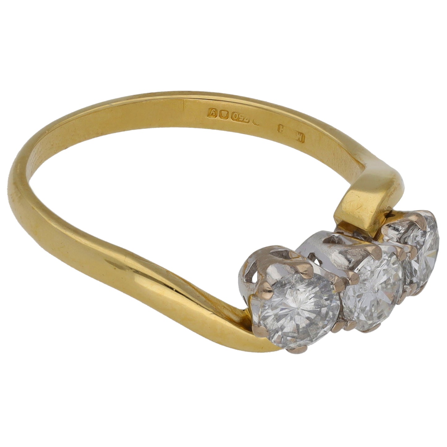 18ct Gold 0.68ct Diamond Trilogy Ring Size P