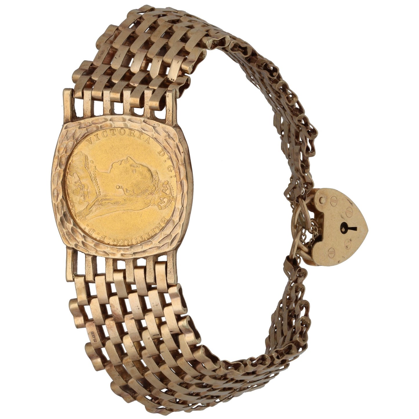 9ct Gold Full Sovereign Coin Gate Bracelet