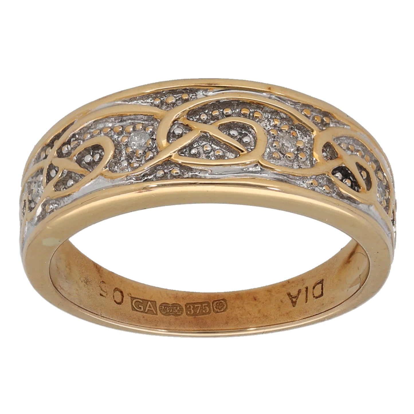 9ct Gold 0.02ct Diamond Half Eternity Ring Size L