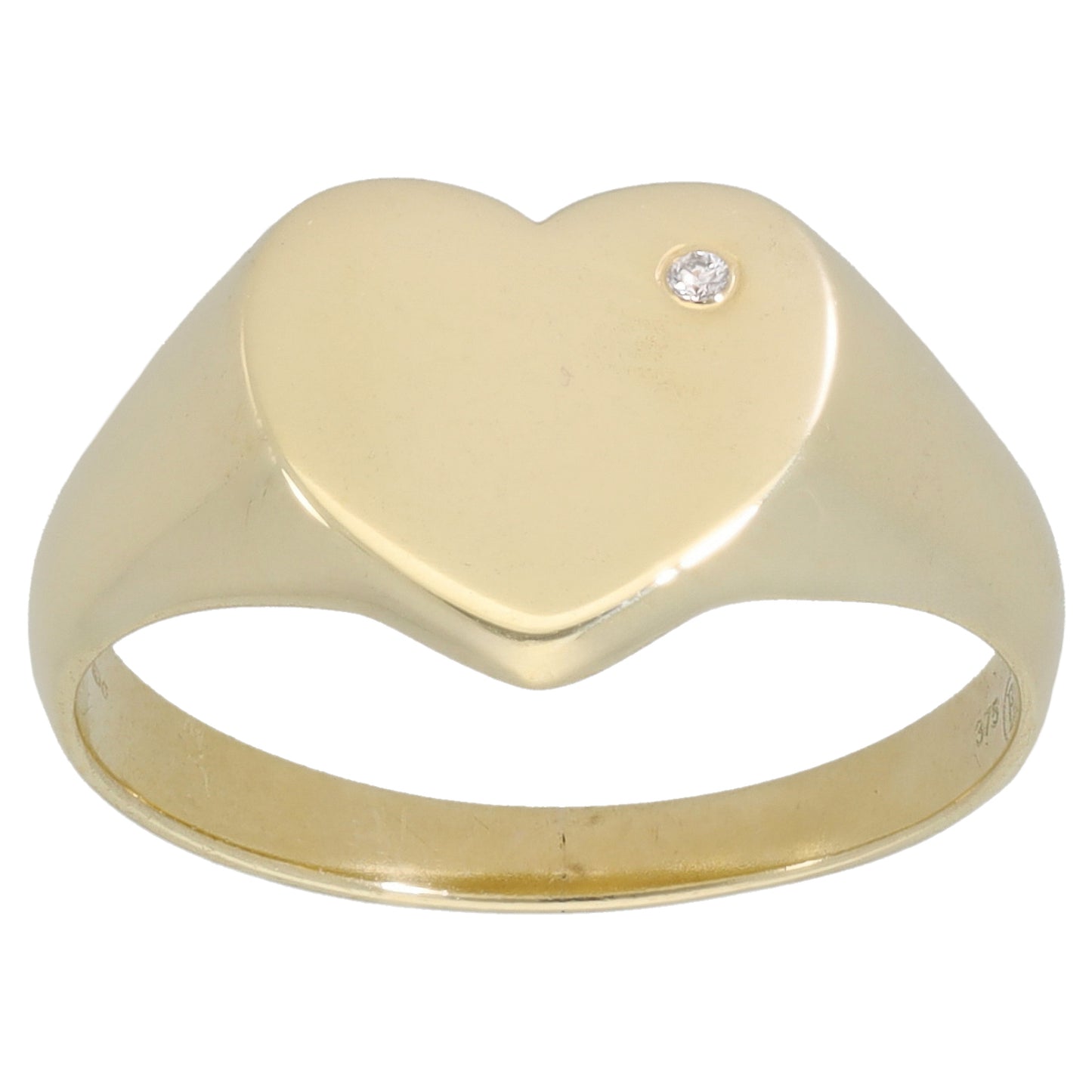 9ct Gold 0.005ct Diamond Plain Signet Ring Size K