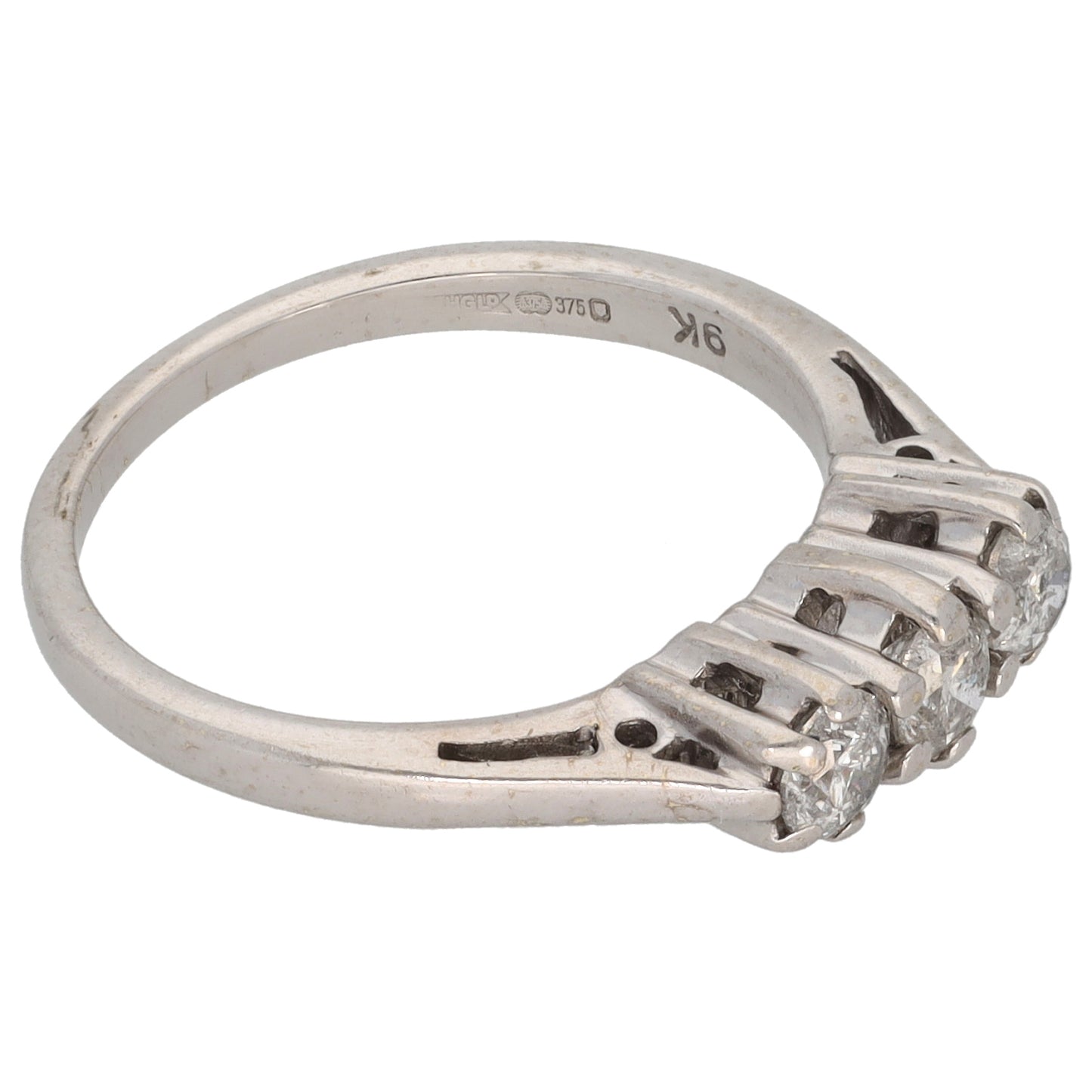 9ct White Gold 0.50ct Diamond Trilogy Ring Size L