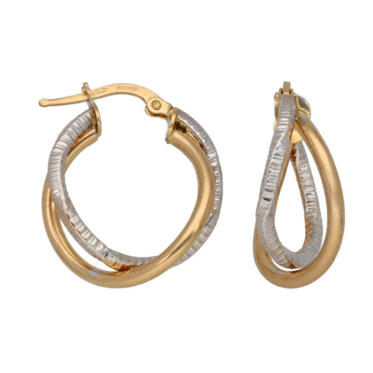 9ct Bicolour Gold Hoop Earrings