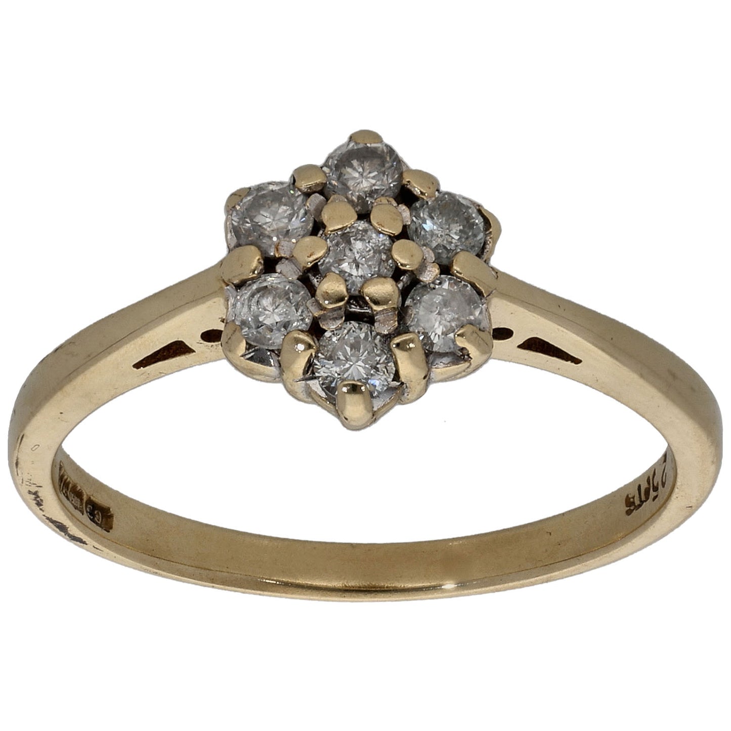 9ct Gold 0.25ct Diamond Cluster Ring Size L
