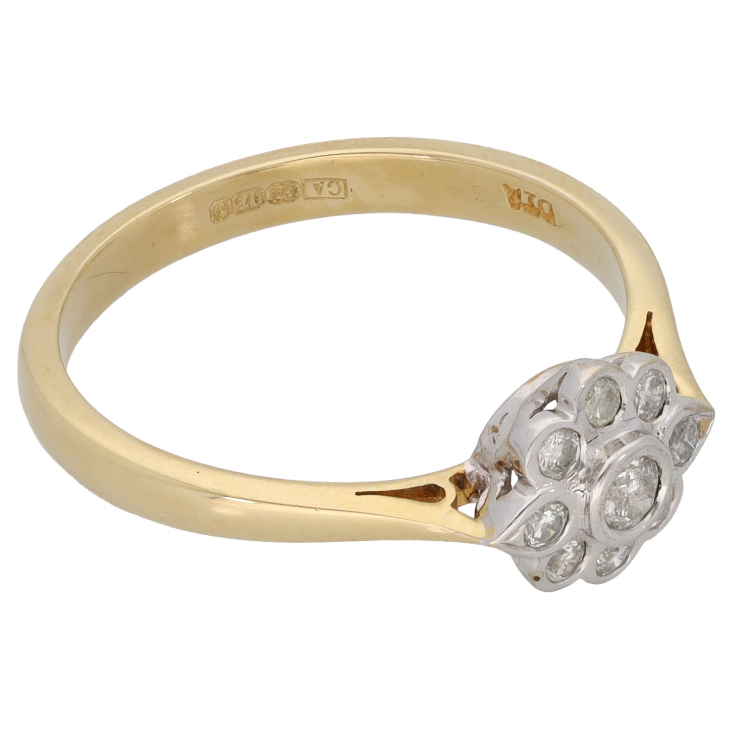 9ct Gold 0.25ct Diamond Cluster Ring Size P