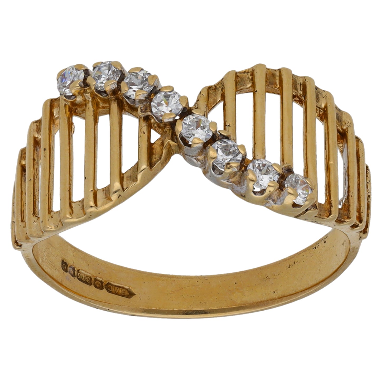 9ct Gold Cubic Zirconia Dress/Cocktail Ring Size T