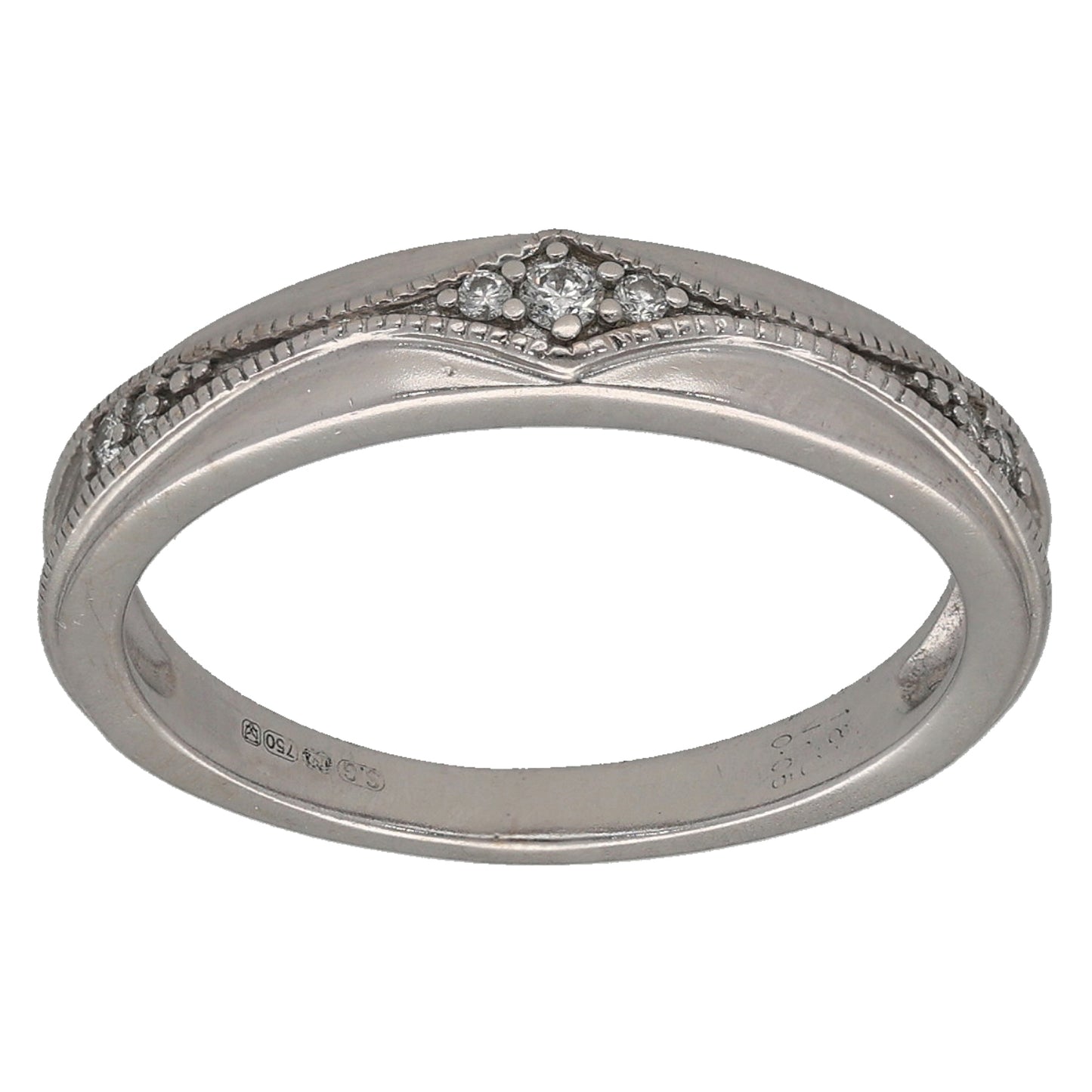 18ct White Gold 0.04ct Diamond Alternative Ring Size L