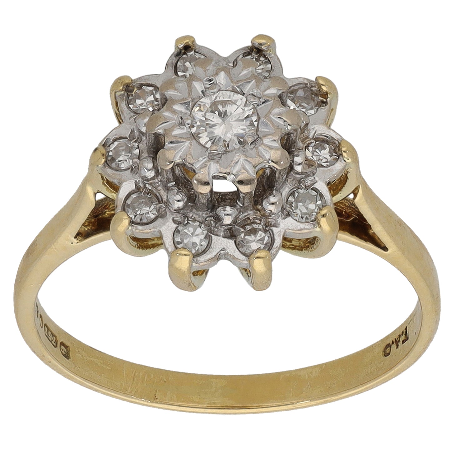 18ct Gold 0.25ct Diamond Cluster Ring Size L