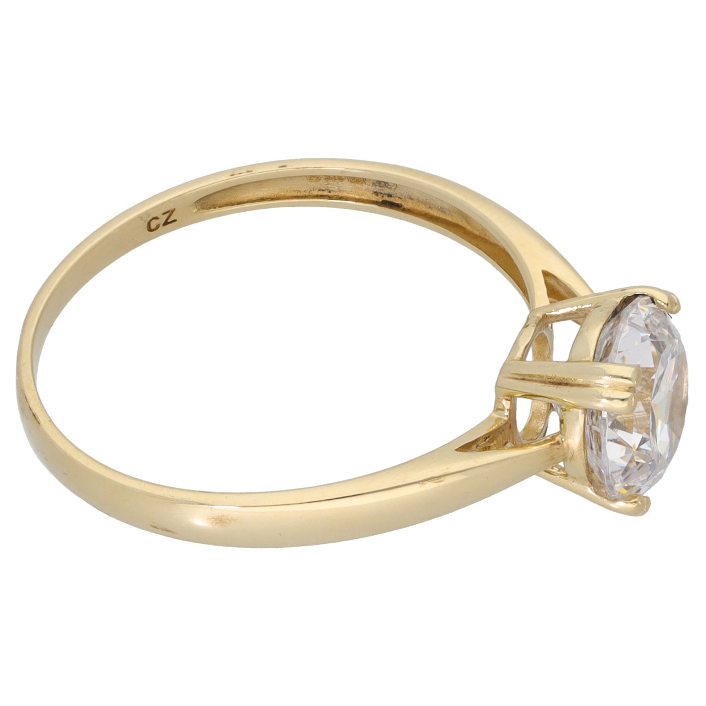 9ct Gold Cubic Zirconia Single Stone Ring Size S