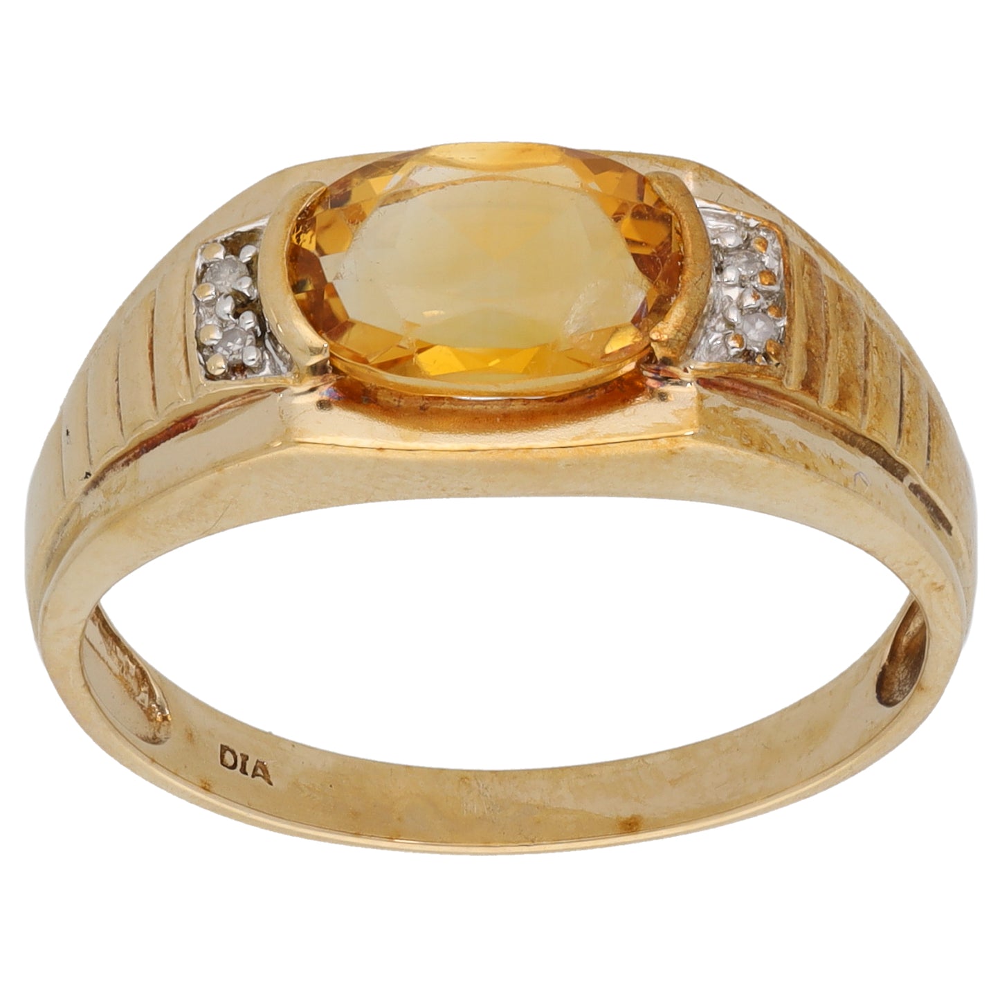 9ct Gold Citrine & 0.04ct Diamond Alternative Ring Size X