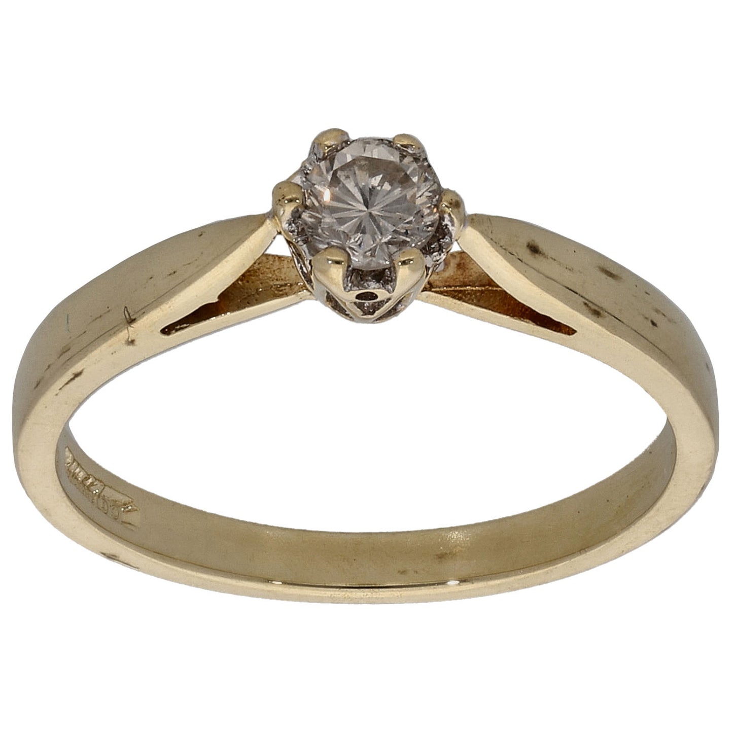 9ct Gold 0.15ct Diamond Solitaire Ring Size K