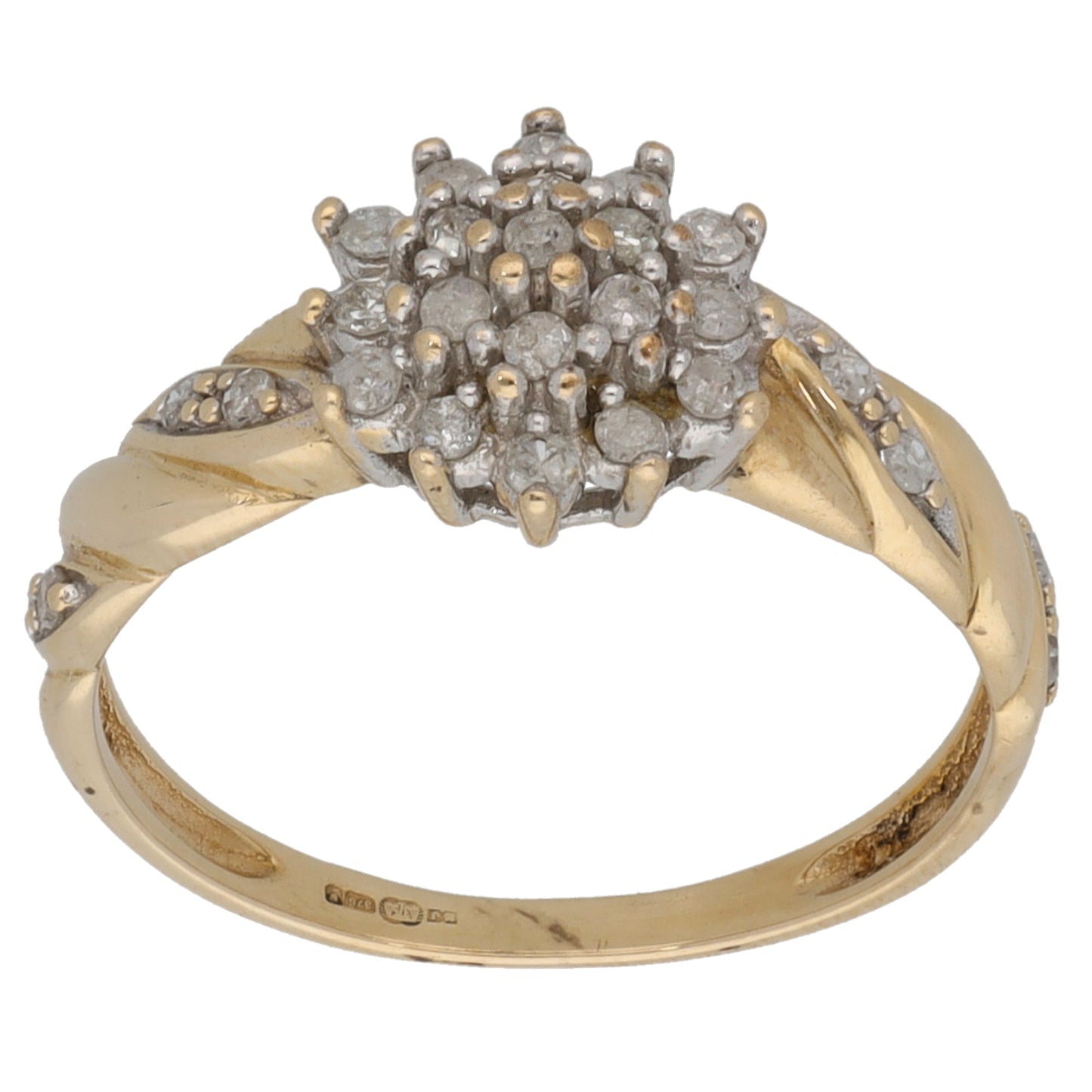 9ct Gold 0.25ct Diamond Cluster Ring Size M