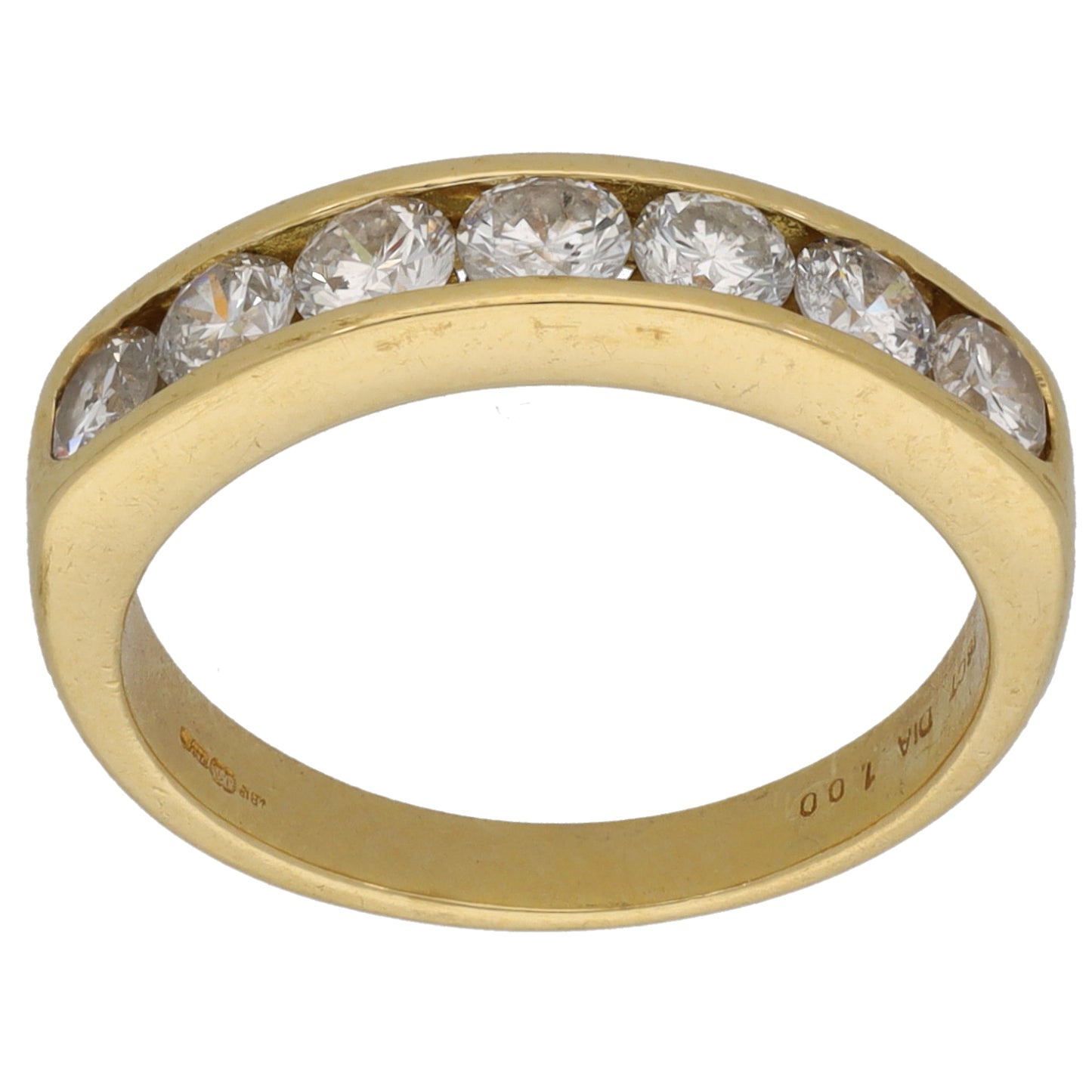 18ct Gold 1.00ct Diamond Half Eternity Ring Size L