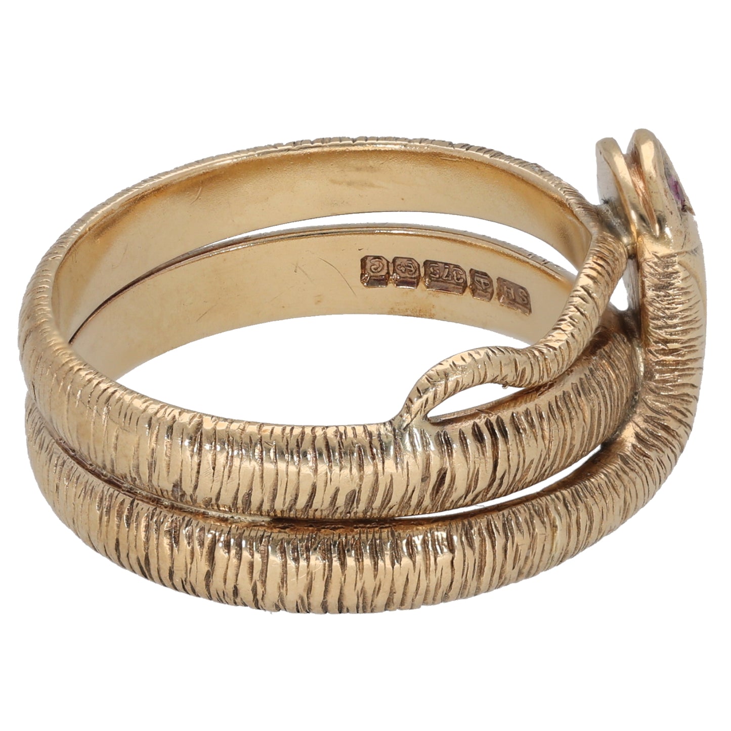 9ct Gold Imitation Gems Snake Ring Size Y