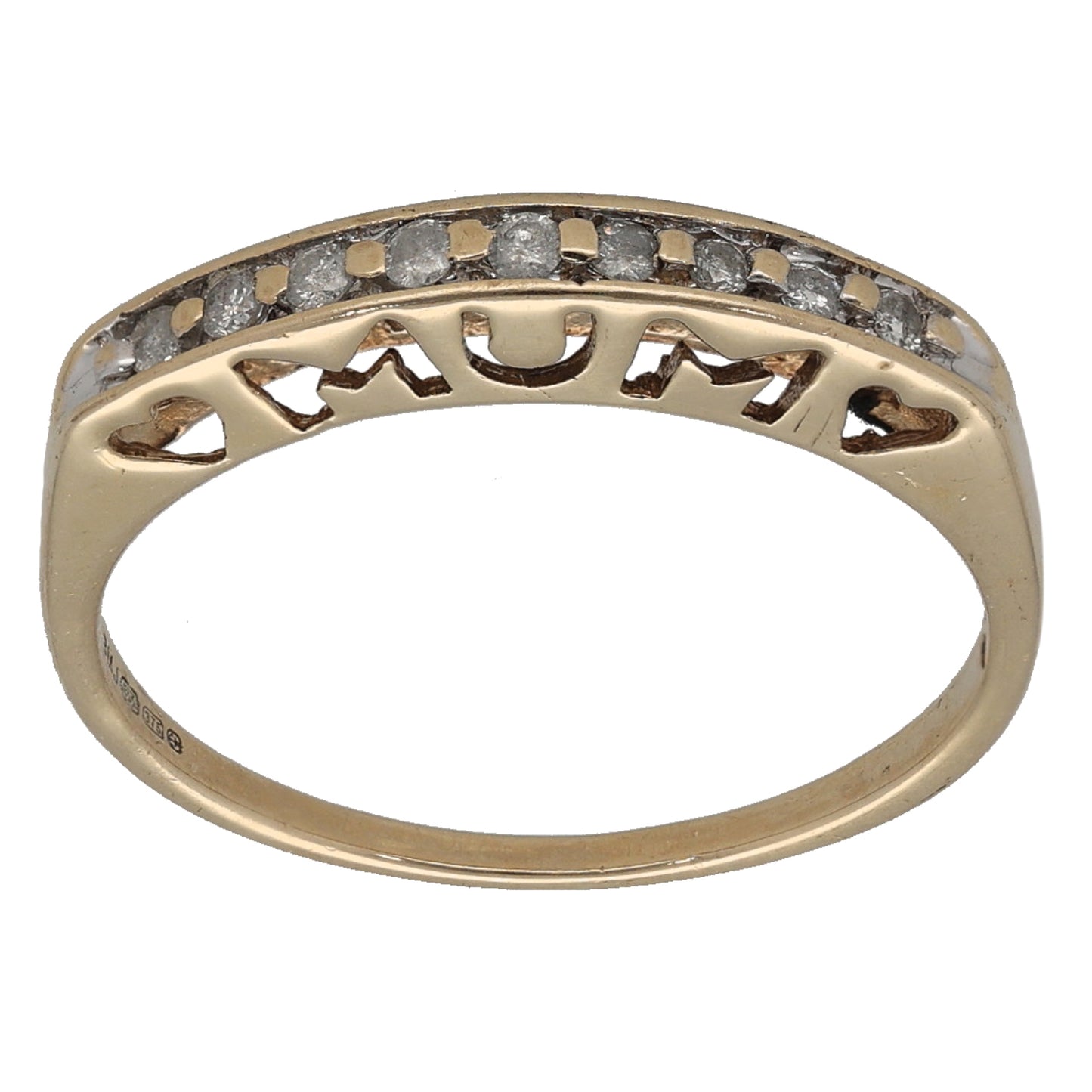 9ct Gold 0.10ct Diamond Half Eternity Ring Size N