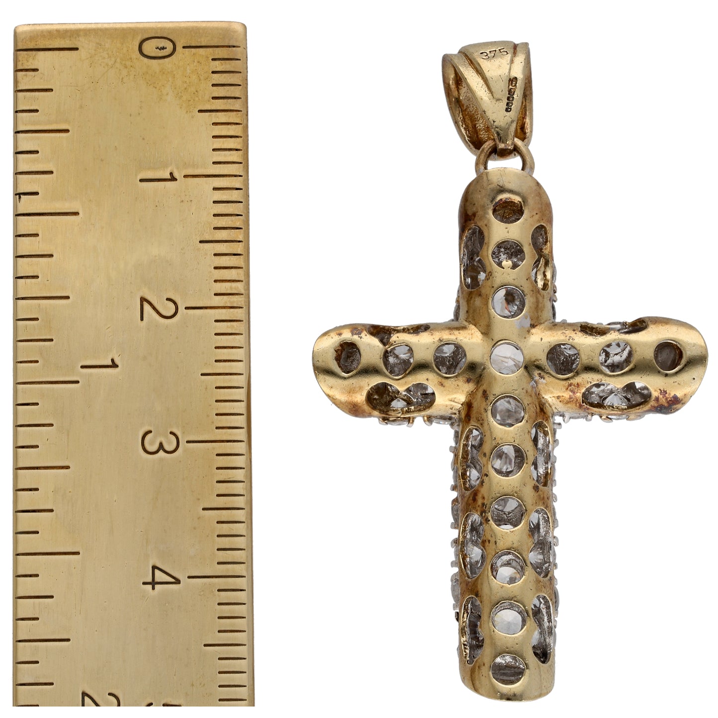 9ct Gold Cubic Zirconia Cross Pendant
