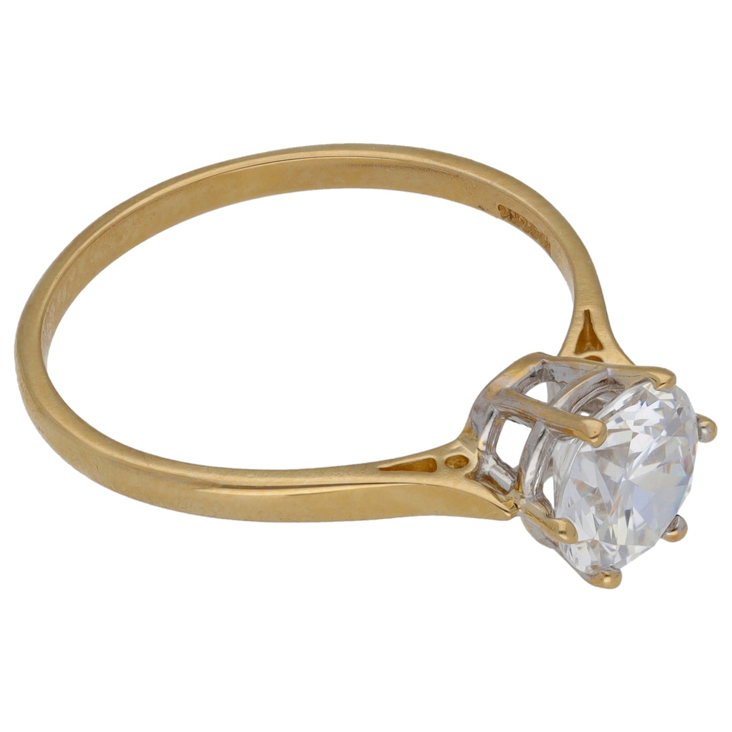 14ct Gold Cubic Zirconia Single Stone Ring Size Q