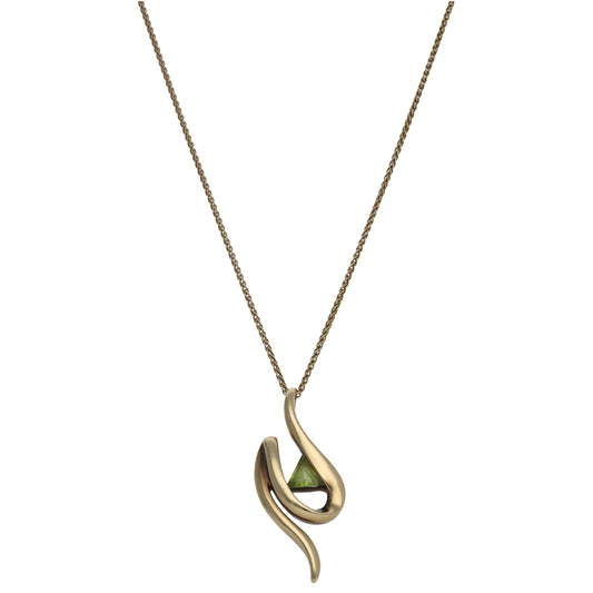 9ct Gold Peridot Dress/Cocktail Pendant With Chain