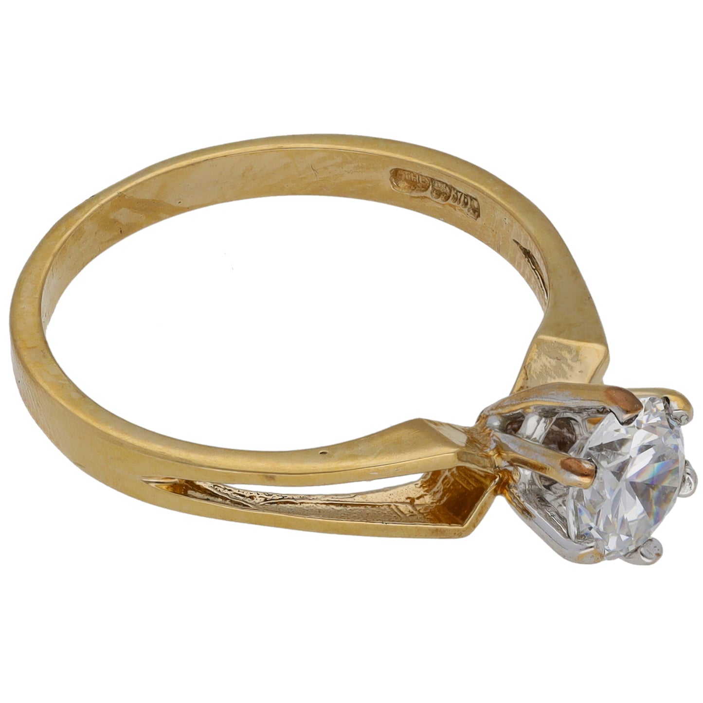 9ct Gold Cubic Zirconia Single Stone Ring Size N