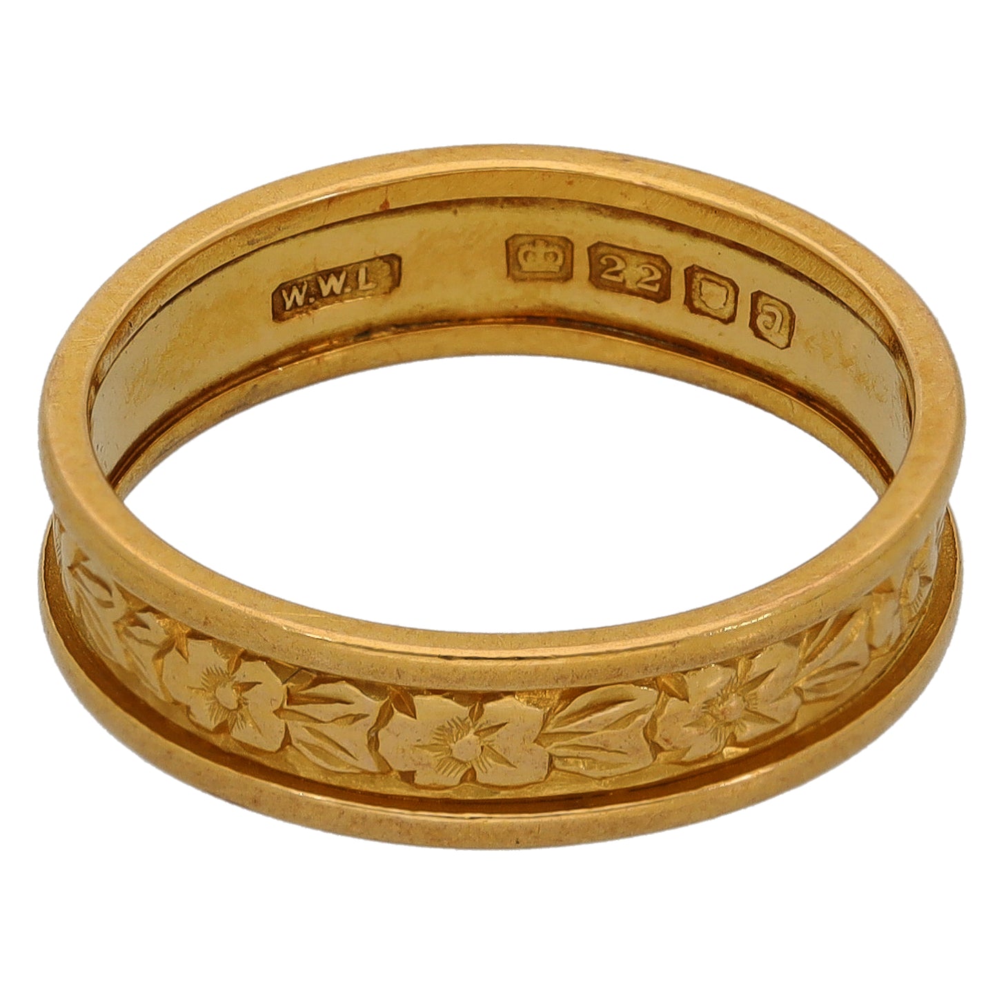 22ct Gold Patterned Wedding Ring Size N
