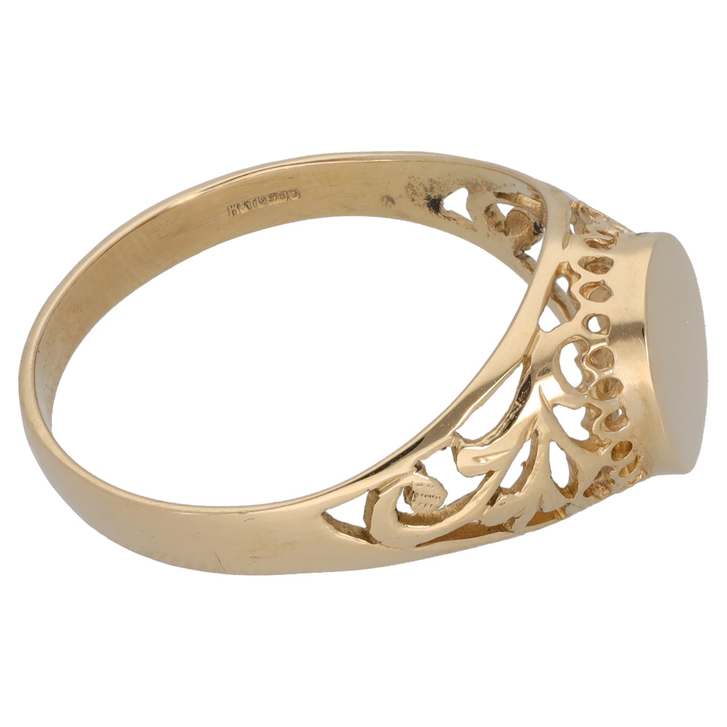 9ct Gold Patterned Signet Ring Size V