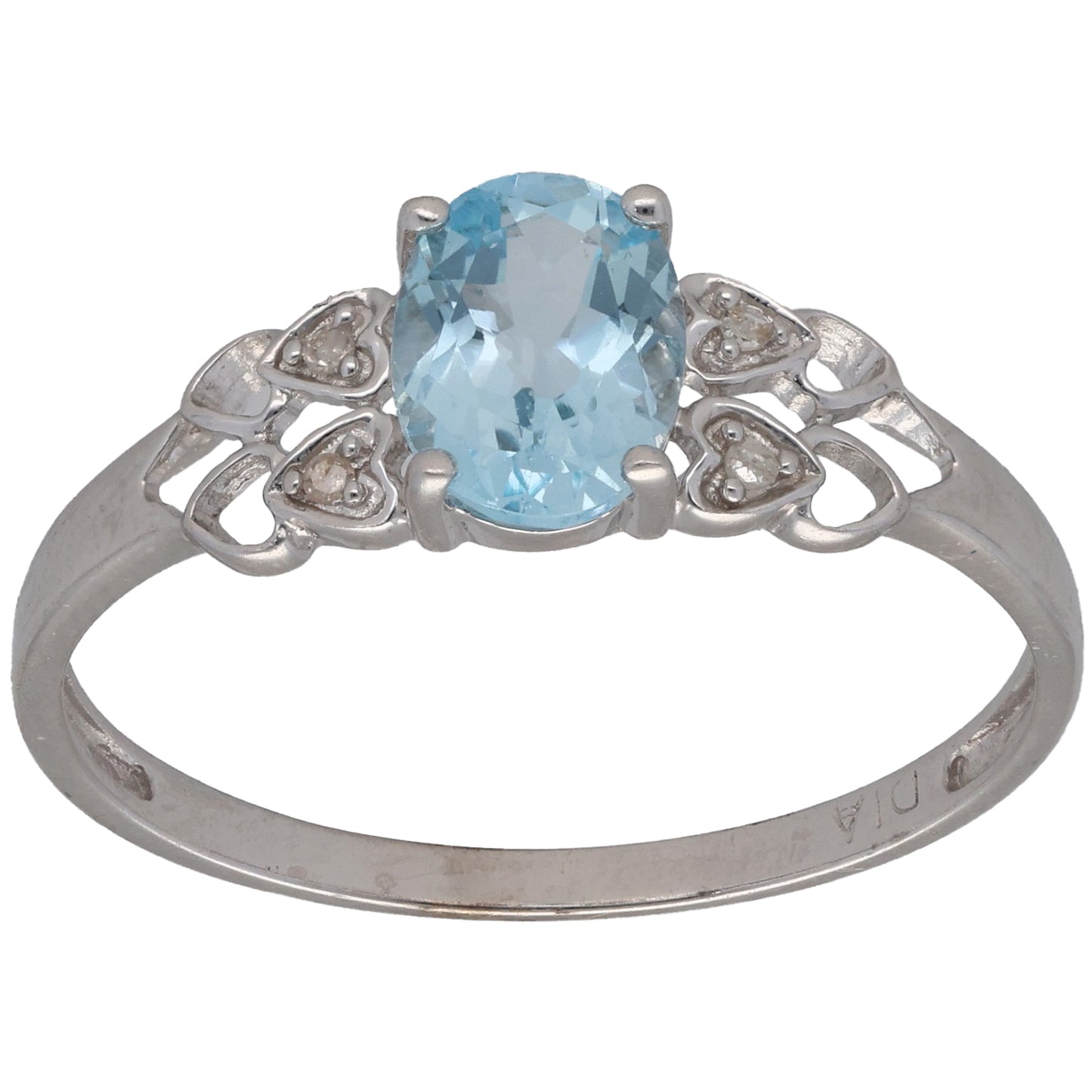 9ct White Gold Topaz & 0.04ct Diamond Dress/Cocktail Ring Size W