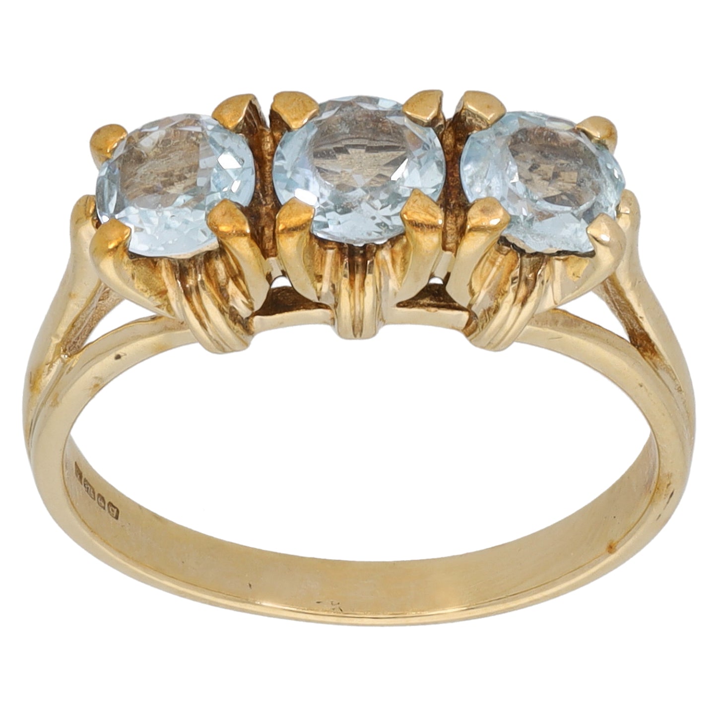 9ct Gold Topaz Three Stone Ring Size M