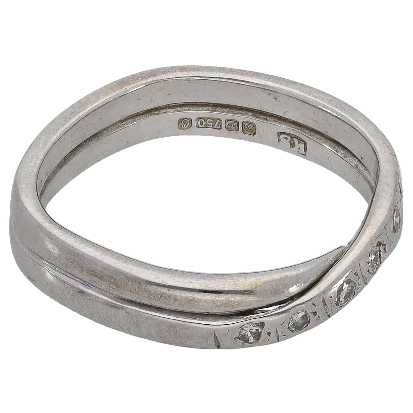 18ct White Gold 0.06ct Diamond Half Eternity Ring Size K