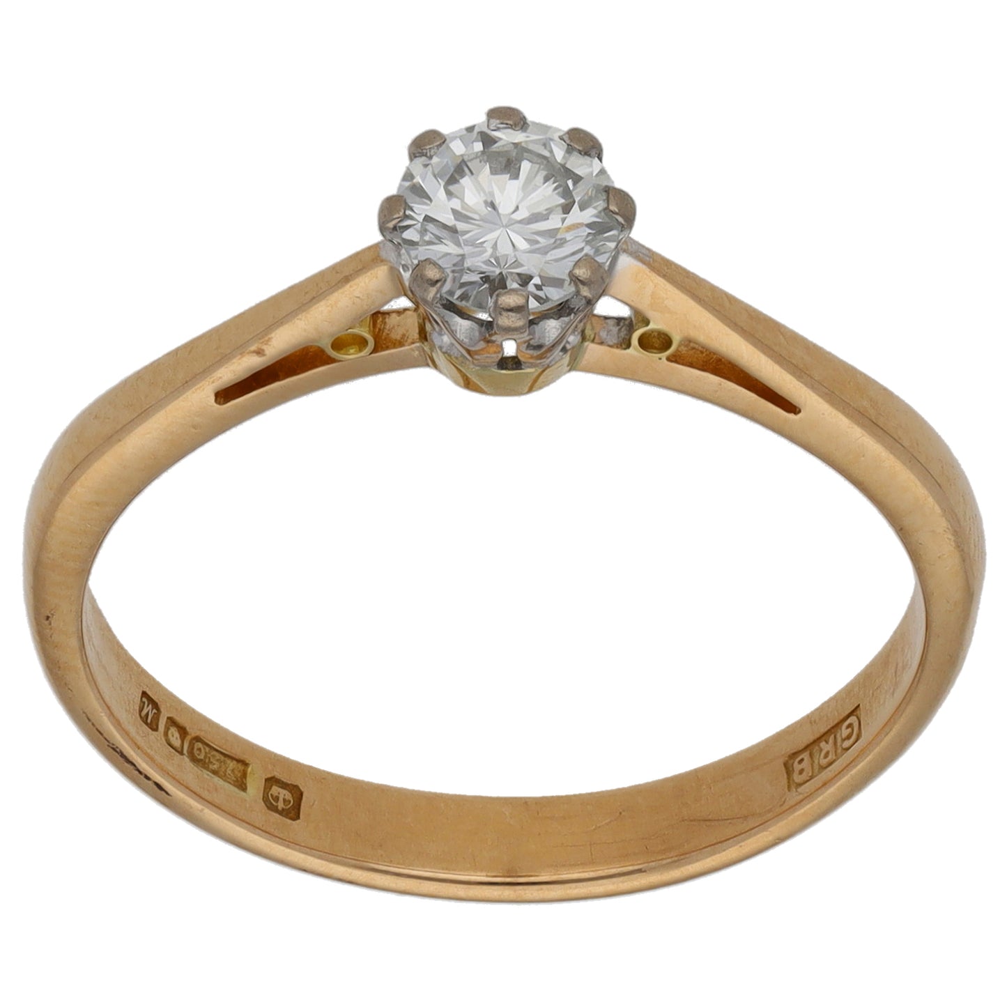 18ct Gold 0.37ct Diamond Solitaire Ring Size P