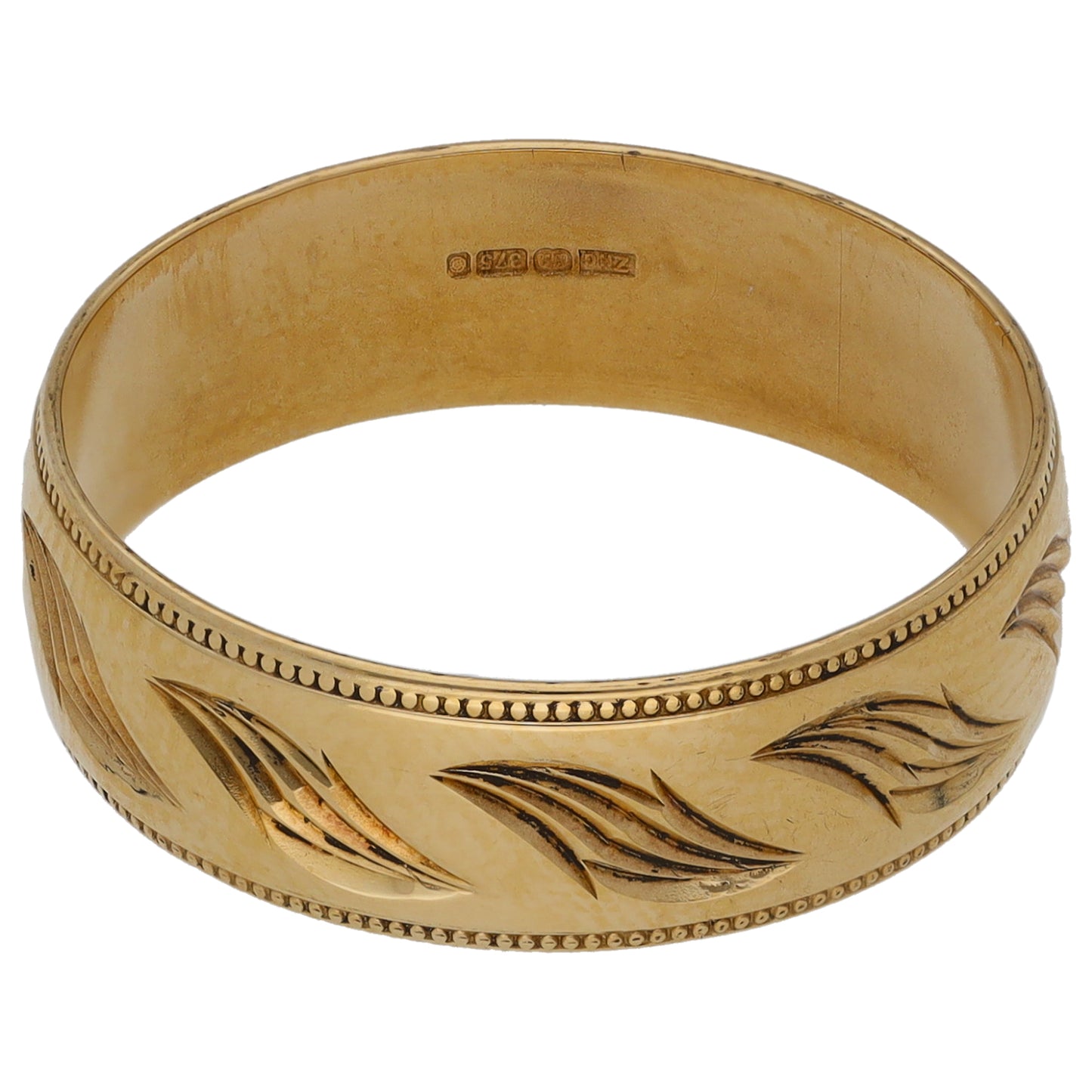 9ct Gold Patterned Wedding Ring Size S