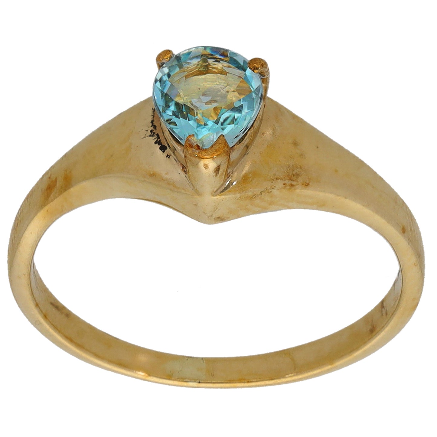 9ct Gold Aquamarine Single Stone Ring Size N
