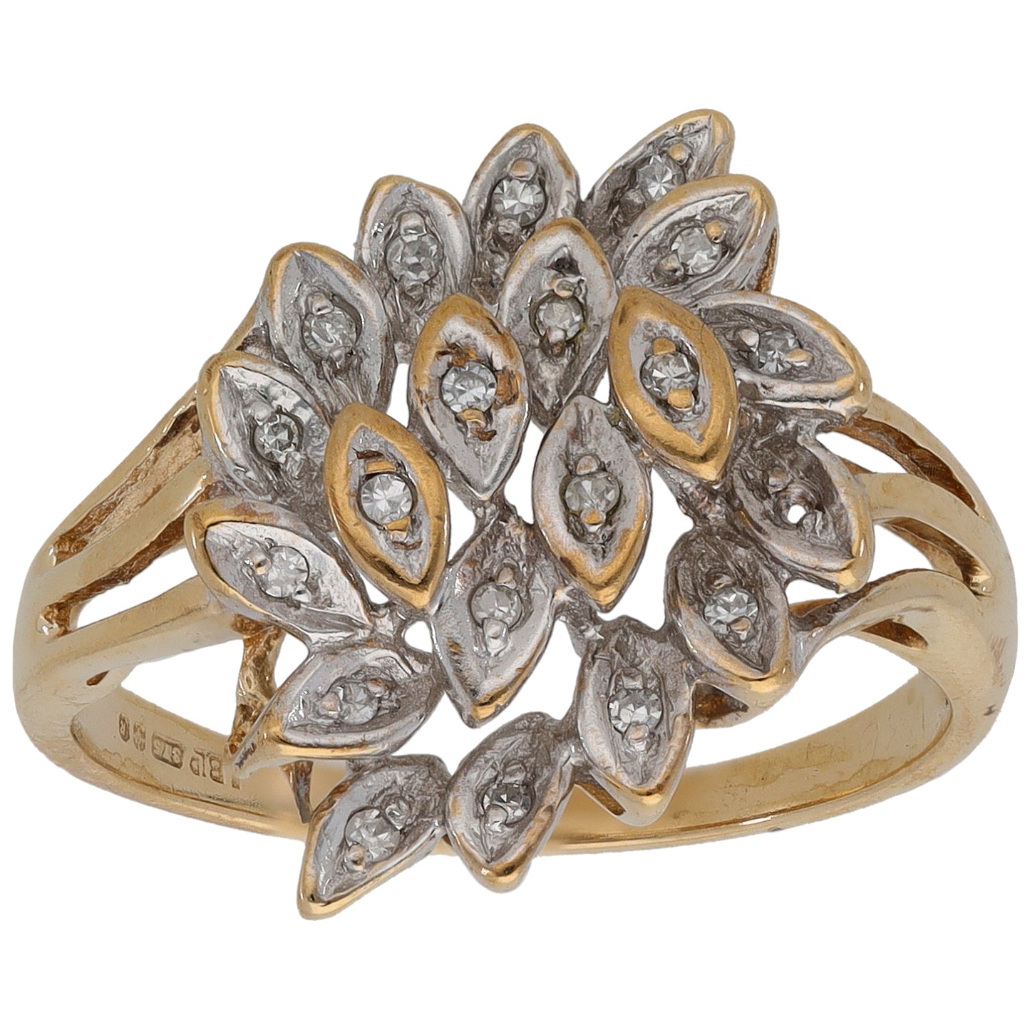 9ct Gold 0.10ct Diamond Dress/Cocktail Ring Size O